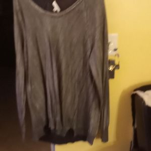 Sejour metallic grey long sleeve blouse